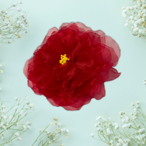 Handmade Red Flower Brooch | Handmade Floral Pin for Dress | Floral Shoulder Pin