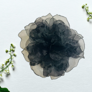Handmade Black Organza Flower Brooch | Floral Pin for Dresses & Blazers