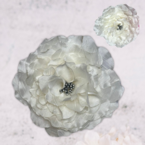 Bridal Flower Brooch | Soft Fabric Floral Pin with Silver Seeds