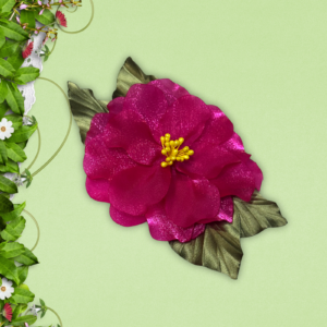 Handmade Fuchsia Rose Hair Clip | Yellow Seeds & Green Leaves Clip | Handmade Hairpieces